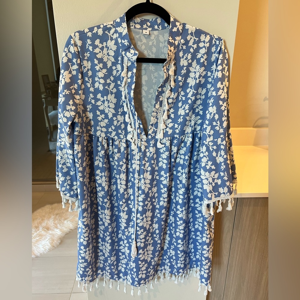 Tassel soft woven tunic dress. Size medium